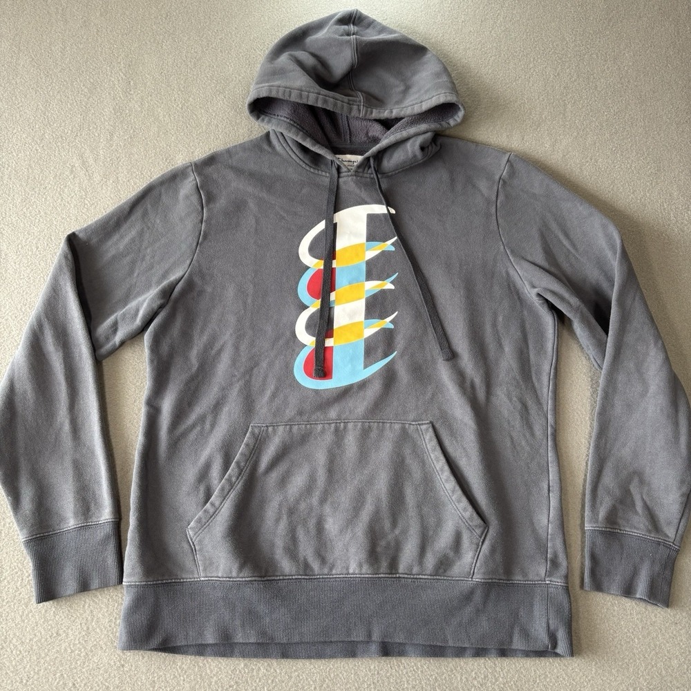 Champion‎ Big Logo Hoodie Mens M Gray Pullover Sweatshirt Streetwear Y2K Skater